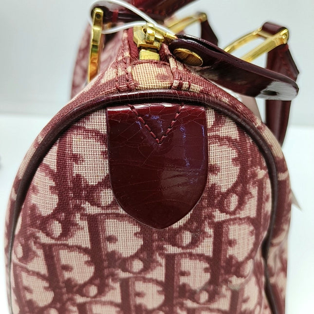Christian Dior Trotter Boston Cloth Oblique Medium Red Handbag