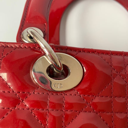 Sold Lady Dior Medium Bag Red Patent Leather