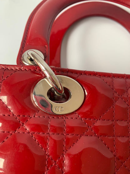 Sold Lady Dior Medium Bag Red Patent Leather