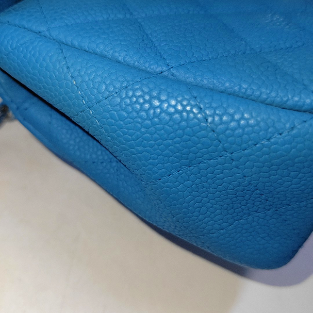 Chanel Classic Flap Rectangular Mini Blue Caviar Leather
