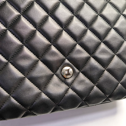 Chanel Classic Flap Jumbo Black Lambskin Leather Single Flap with Silver Hardware