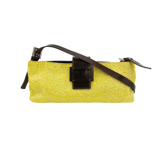 Fendi Lemon Yellow Beaded Top Opening Crossbody Bag-Luxbags