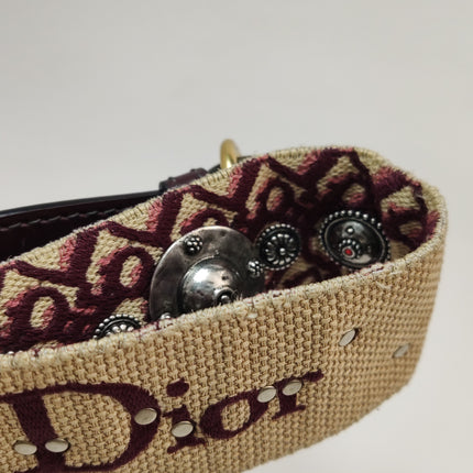 Dior Saddle Medium Burgundy Oblique Monogram Canvas with Strap