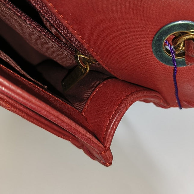 Chanel Classic Flap Medium Happy Stitch Red Aged Calfskin Leather Gold Hardware, 2015-2016