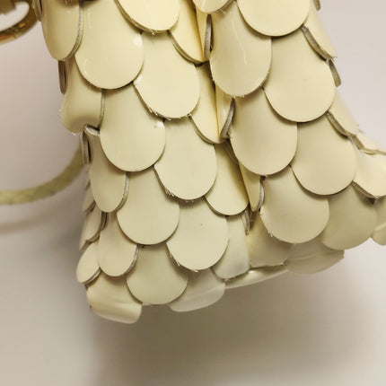 Bottega Veneta Andiamo Small Butter Yellow Fish Scale Patent Leather Handbag