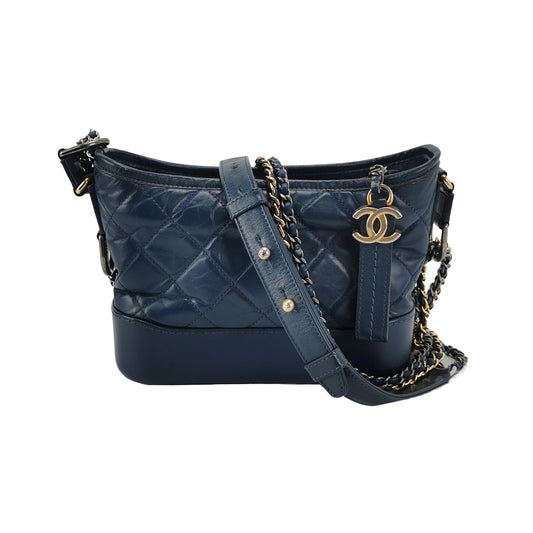 Chanel Gabrielle Hobo 2016 Navy Leather Small Crossbody Bag-Luxbags