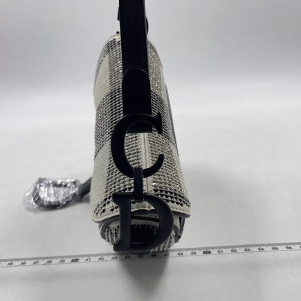 Sold Dior Saddle Mini Beaded Black and White checkered Pattern