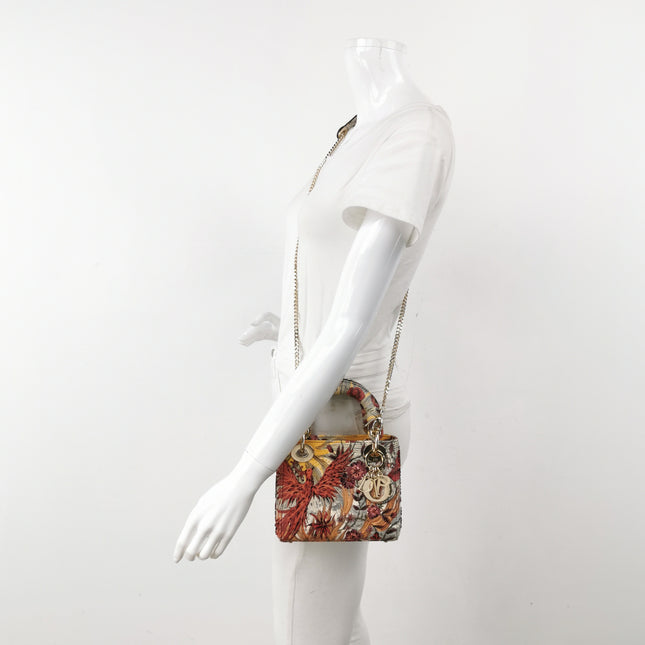Lady Dior Mini Embroidered Phoenix Cloth Multicolor Handbag