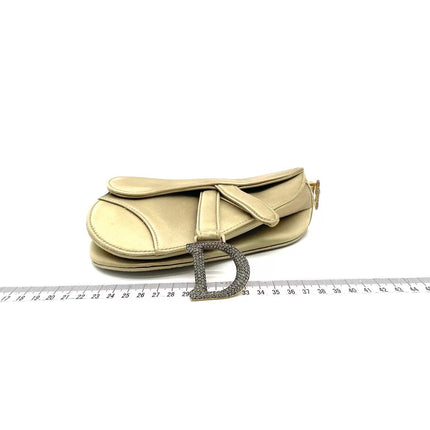 Dior Saddle Mini Silk Handbag Light Gold with crystals