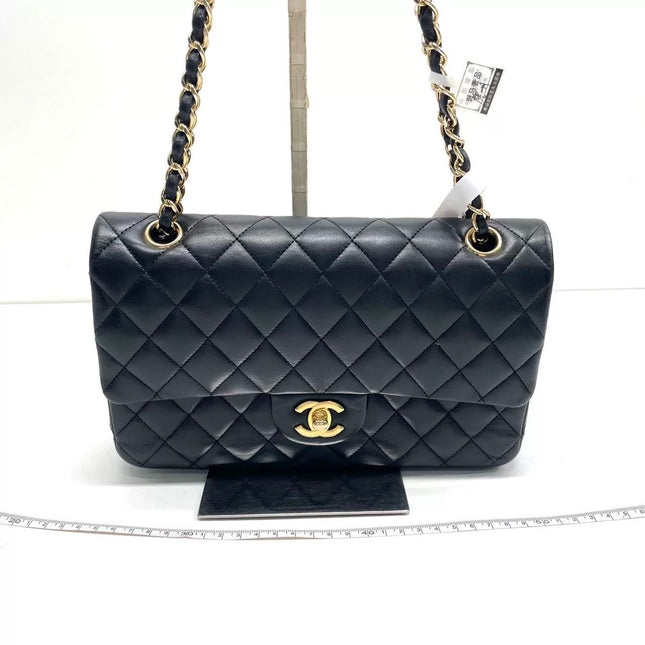 Chanel Classic Flap Medium 2015 Black Lambskin Leather Gold Hardware-Luxbags