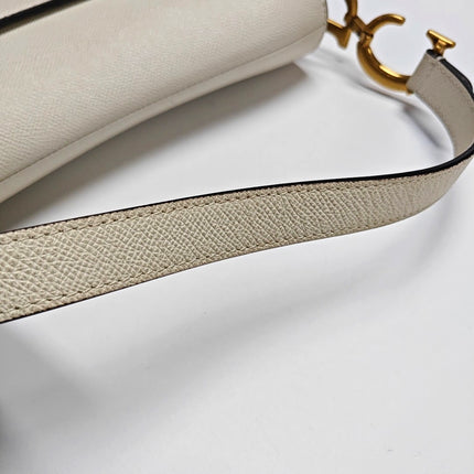 Dior Saddle Medium 2021 White Grained Leather Handbag