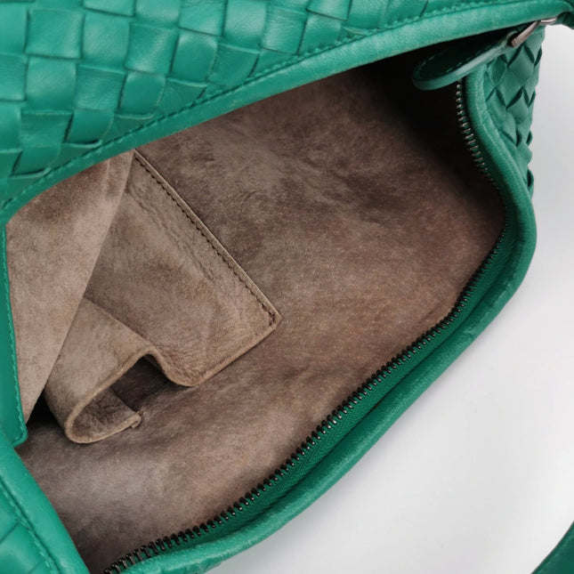Sold Bottega Veneta Belly Hobo Intrecciato Green Nappa Leather Small