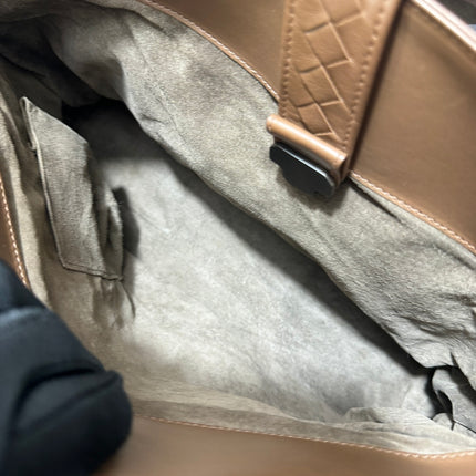 Bottega Veneta Roma Large Intrecciato Nappa Leather Caramel Brown Tan 35cm No Strap