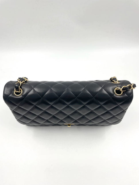 Sold Chanel Classic Flap Jumbo 2012 Black Lambskin Leather Double Flap with Gold Hardware
