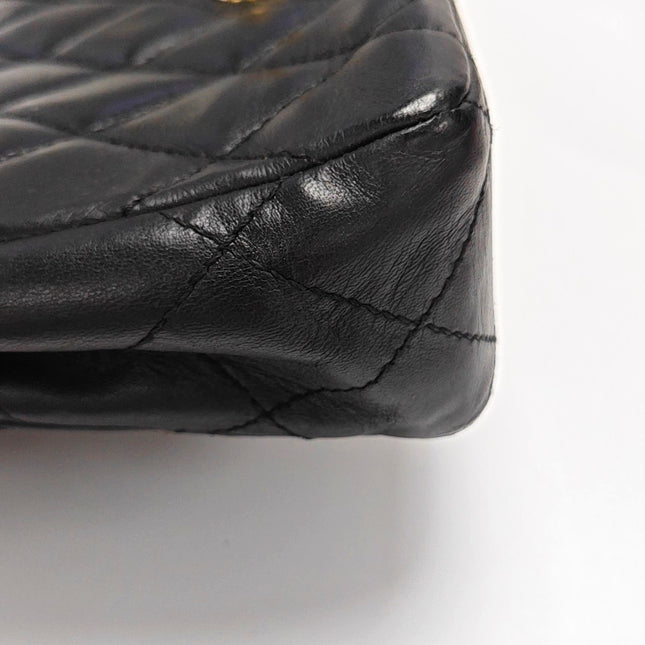 Chanel Classic Flap Medium Happy Stitch Cuir de veau vieilli noir Finitions dorées, 2015-2016