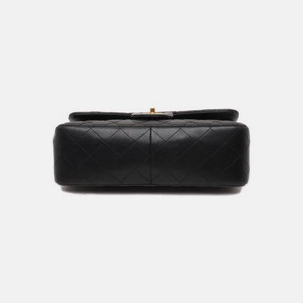Chanel Classic Flap Jumbo Black Lambskin Leather Double Flap Gold Hardware