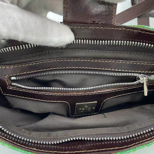 Fendi Mamma Baguette Zitronengelbe Perlen-Umhängetasche