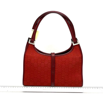 Gucci Jackie Vintage Red Monogram Fabric and Leather Shoulder Bag