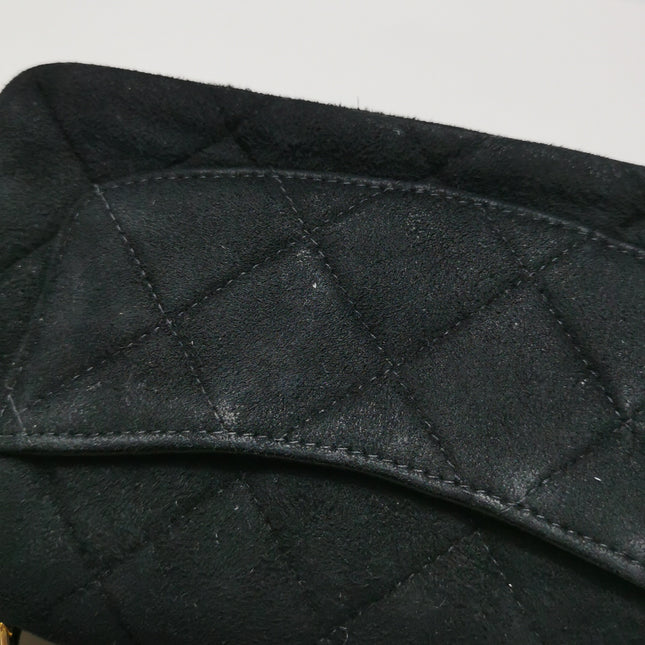 Chanel Classic Flap Extra Mini Black Suede Quilted Gold-tone Hardware