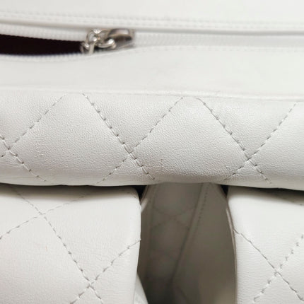 Chanel Cambon Multi-pocket Ligne Reporter Bag Large White Calfskin Leather