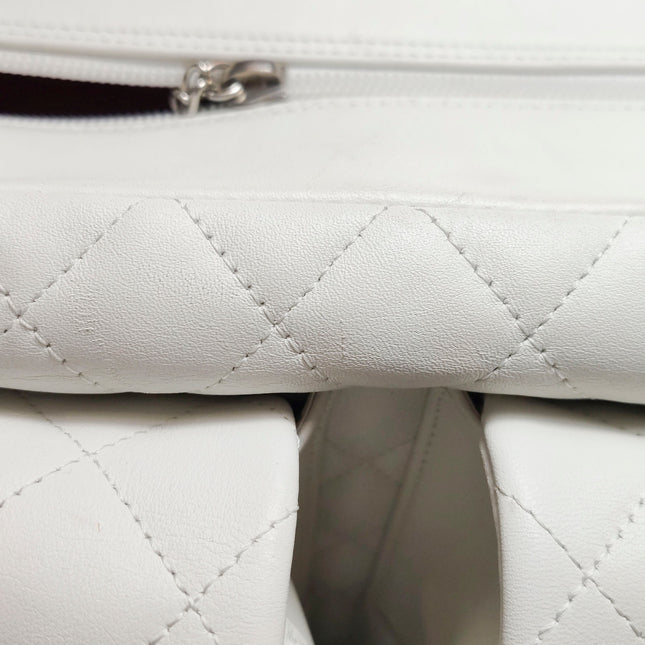 Chanel Cambon Multi-pocket Ligne Reporter Bag Large White Calfskin Leather