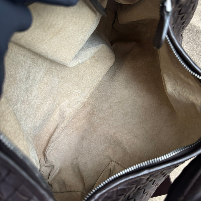 Sold Bottega Veneta Belly Hobo Intrecciato Lambskin Leather Dark Chocolate Brown Large 50cm