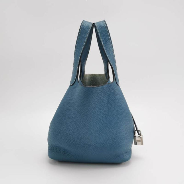 Hermes Picotin 18 Clemence Taurillon Leather Blue Jean 2015