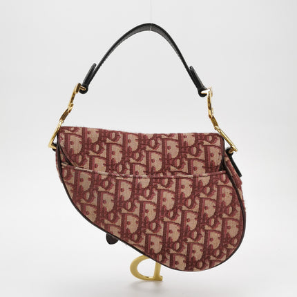Dior Saddle Mini Burgundy Oblique Monogram Canvas with Strap
