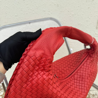 Sold Bottega Veneta Belly Hobo Intrecciato Lambskin Leather Red Large 50cm