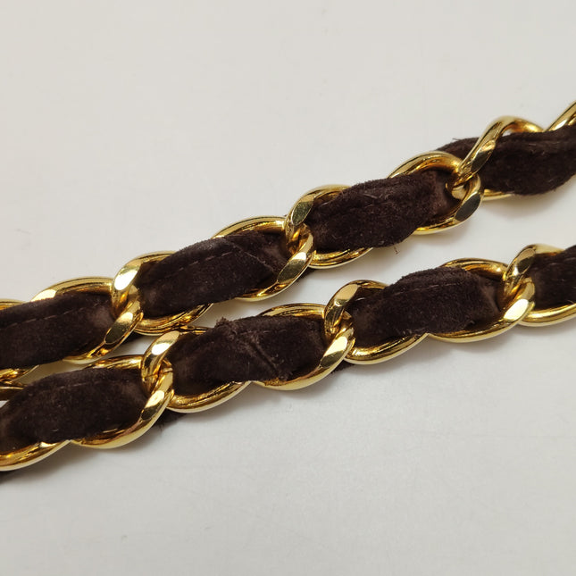 Chanel Classic Flap Maxi Chocolate Brown Suede Leather Giant Gold CC Logo