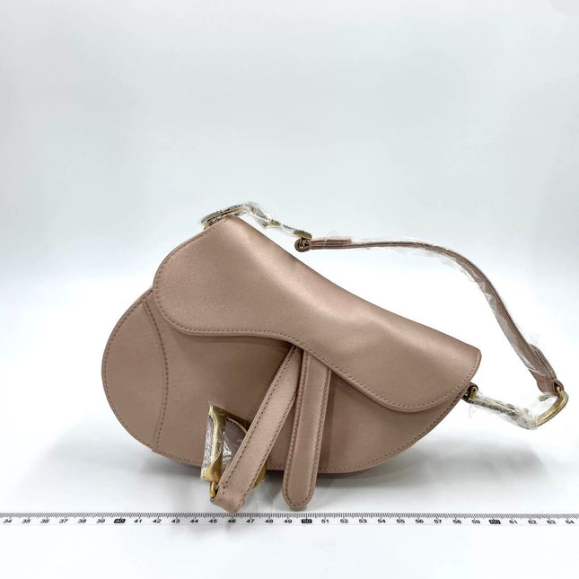 Dior Saddle Mini Pink Silk Satin with Crystal Buckle-Luxbags