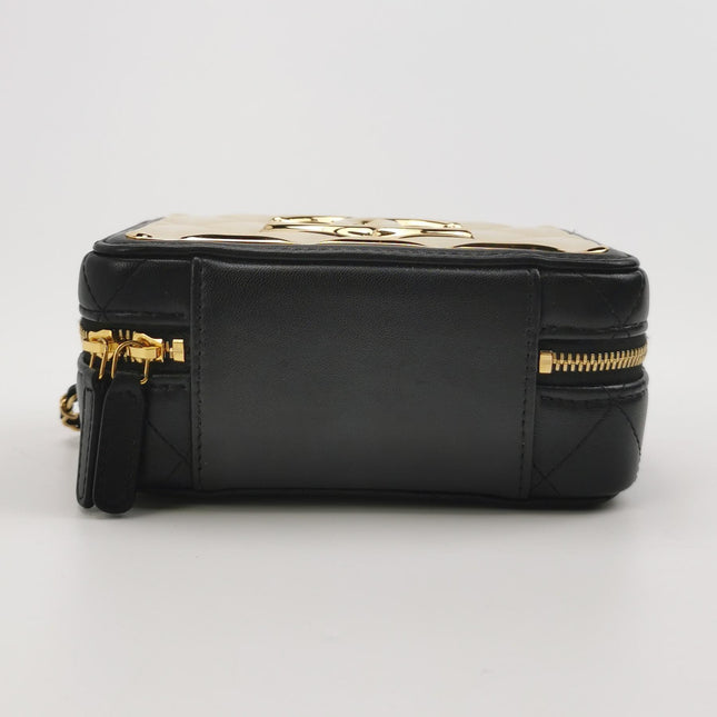 Chanel Vanity Case Mini Black Quilted Lambskin Golden Plate 2021