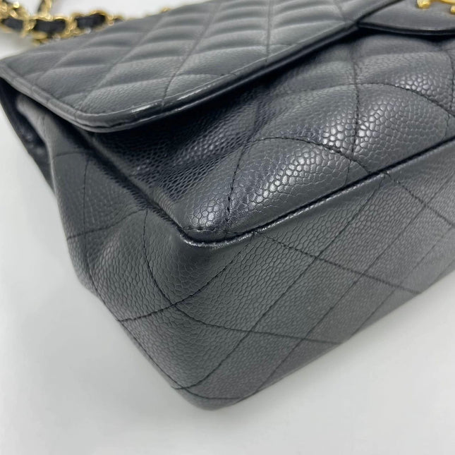 Chanel Classic Flap Jumbo 2009 Black Caviar Leather Single Flap Gold Hardware