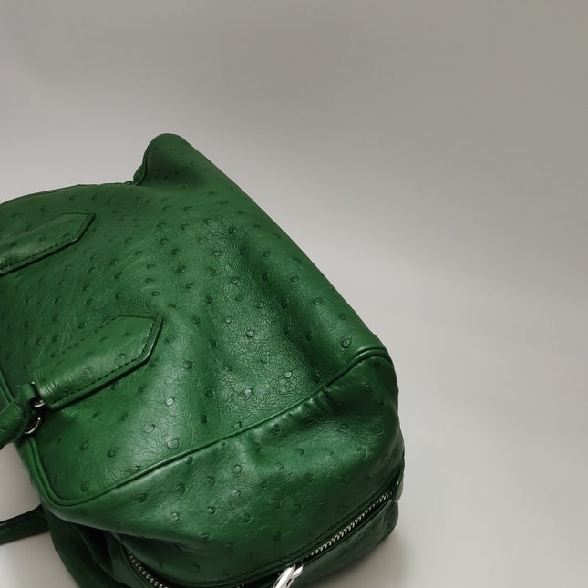 Prada Inside Bag Green Ostrich Leather Green Lambskin Leather Interior Medium