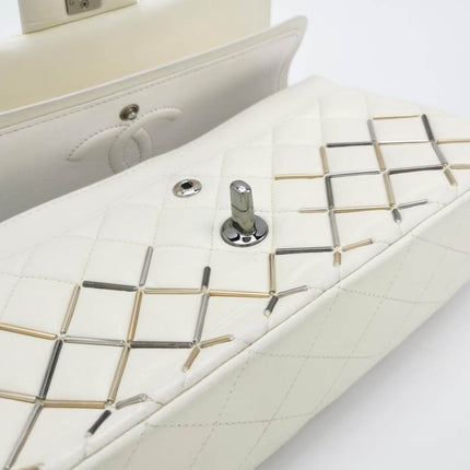 Sold Chanel Classic Flap Small White Leather and Gilt and Silver Hardware, 2020-2021