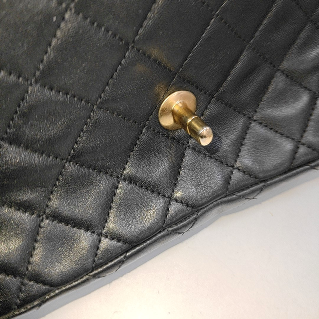 Chanel Classic Flap Medium Black Lambskin Leather Valentine Marine Charms