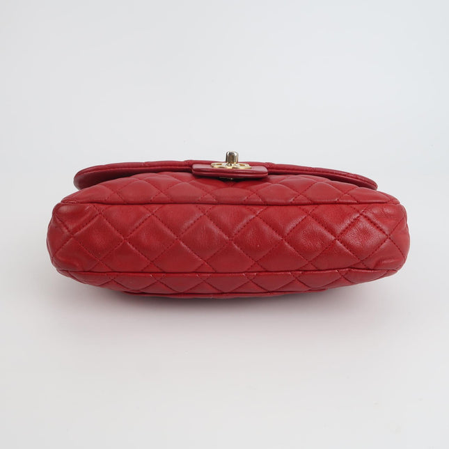 Chanel Seasonal Flap Medium Red Lambskin Leather Valentine Marine Charms
