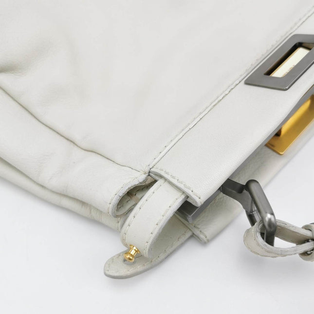 Fendi Peekaboo Mini White Leather Corssbody Bag
