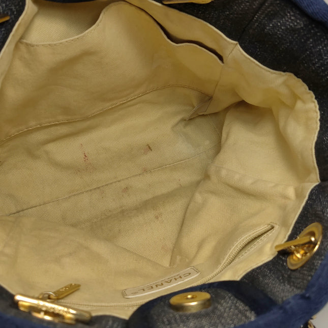 Chanel North South Deauville Tote Small Navy Denim Top Handle Shoulder Bag, 2012-2013