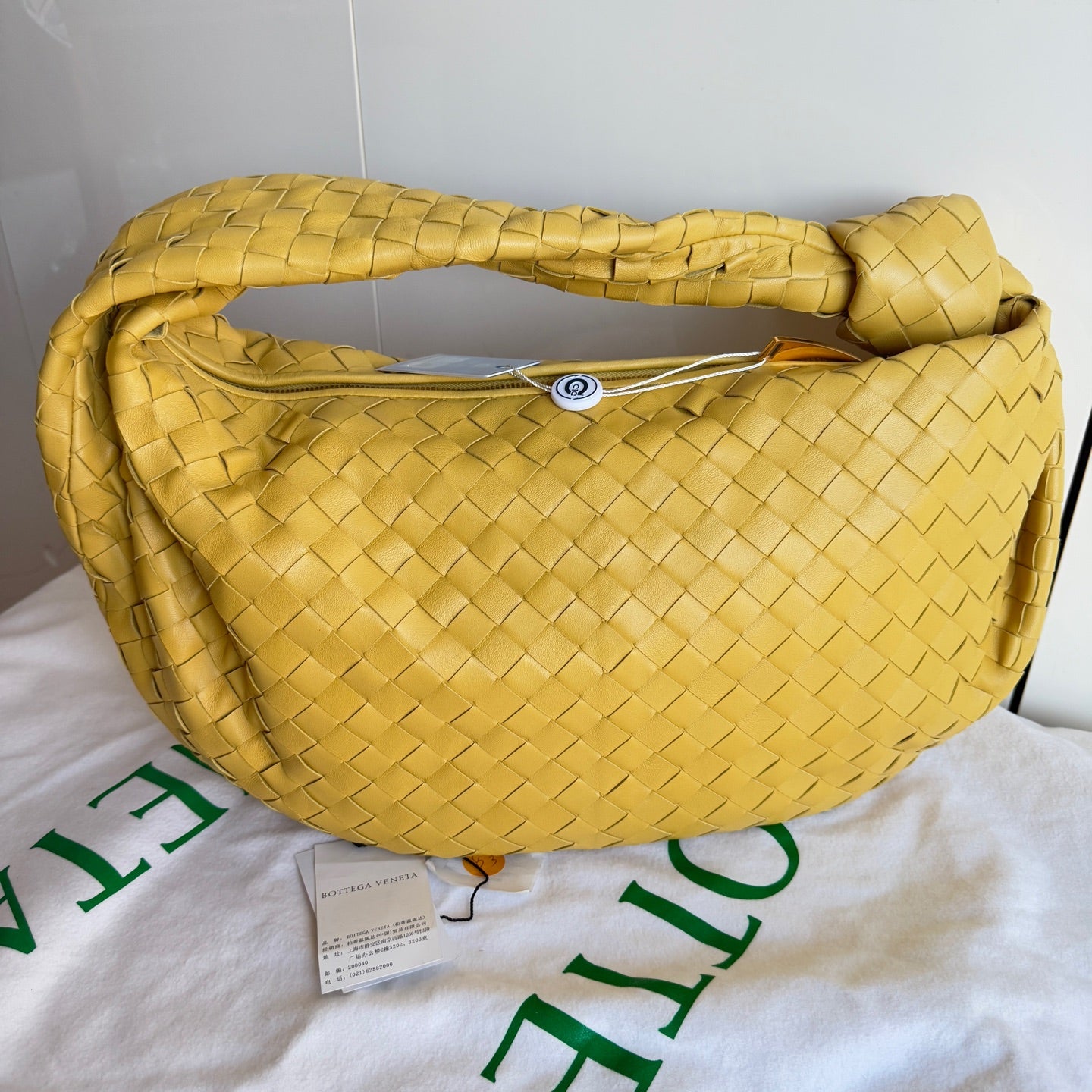 Bottega Veneta Jodie Small Yellow Lambskin Leather-Luxbags