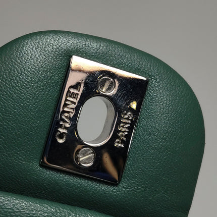 Chanel Classic Flap Mini Rectangular 2019 Green Lambskin Leather Silver Hardware
