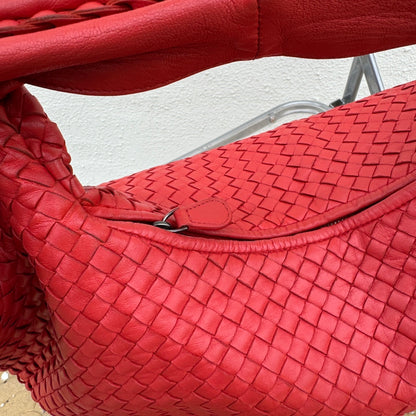 Sold Bottega Veneta Belly Hobo Intrecciato Lambskin Leather Red Large 50cm