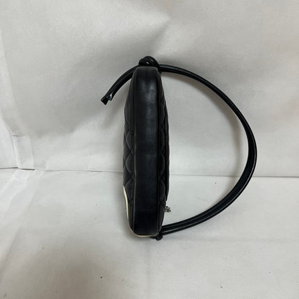 Chanel Cambon Clutch Black Leather White Logo
