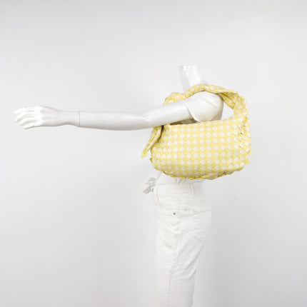 Bottega Veneta Teen Jodie Yellow White Checkered Intrecciato Leather