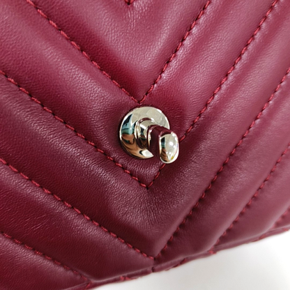 Chanel Classic Flap Medium Chevron Burgundy Quilted Lambskin Leather, 2012