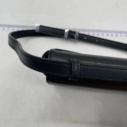 Gucci Vintage Black Leather Shoulder Bag Jumbo Square G Logo