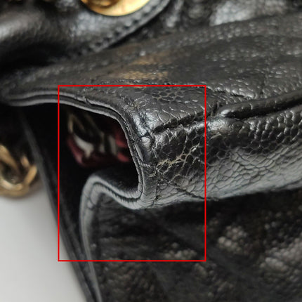 Chanel Shiva Tote Black Quilted Shiny Caviar Leather Gold Hardware