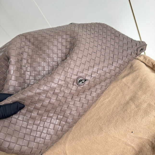 Bottega Veneta Maxi Convertible Tote Bag Hobo Grey Leather Two-way Carry 50cm