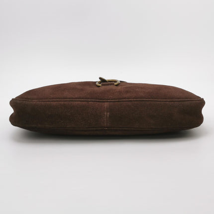 Miu Miu Brown Suede Leather Shoulder Bag Snap Hook