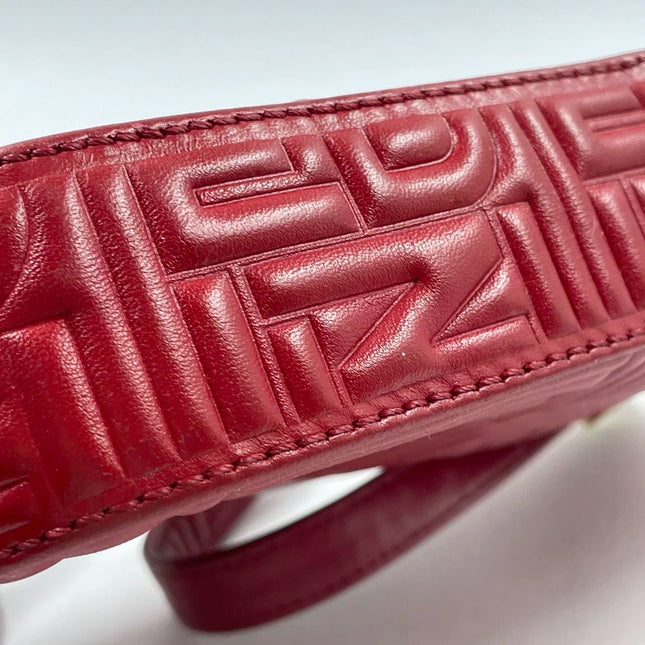 Fendi Baguette 1997 Re-edition 3D Embossed Red Leather Shoulder bag